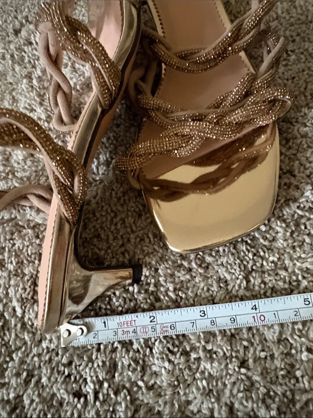 Braided Strappy Slide Heels in Tan